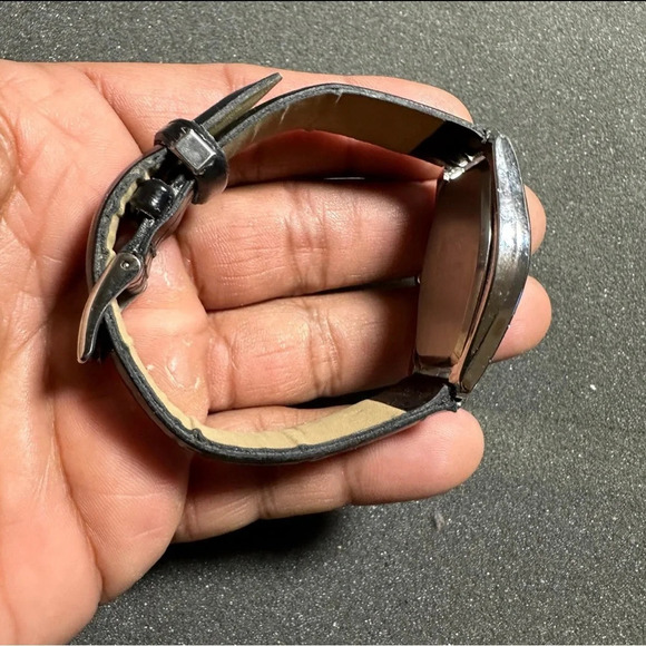 Figaro Milano Ladies Quartz Watch Diamon Bezel Silver Tone Black Strap Working - Picture 7 of 11